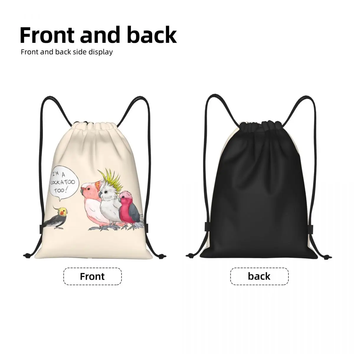 Custom Funny Cockatoo Cockatiel Drawstring Bag for Shopping Yoga Backpacks Men Women Parrot Birds Sports Gym Sackpack