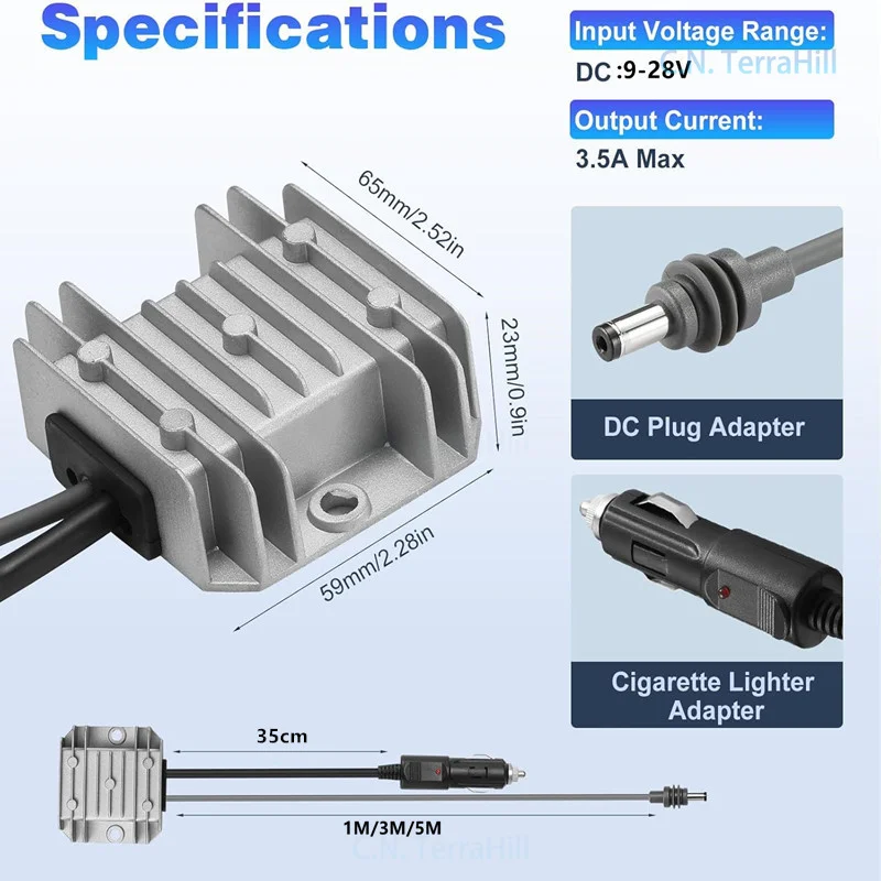 DC-DC Step Up Power Converter 12V/24V to 30V 3.5A, Car Cigarette Lighter Input, 9-28V to 30V 3.5A Voltage Regulator