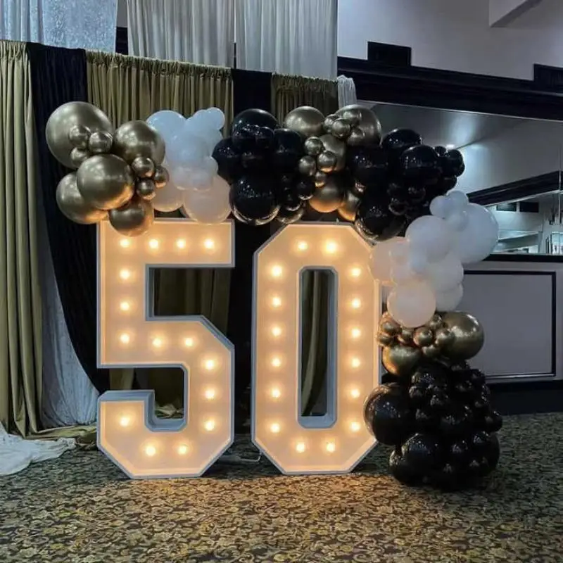 

Electronic Signs Metal Led House Number 4 ft Giant Light up 0-9 Marquee Letters Numbers for Wedding Party Event Decorations