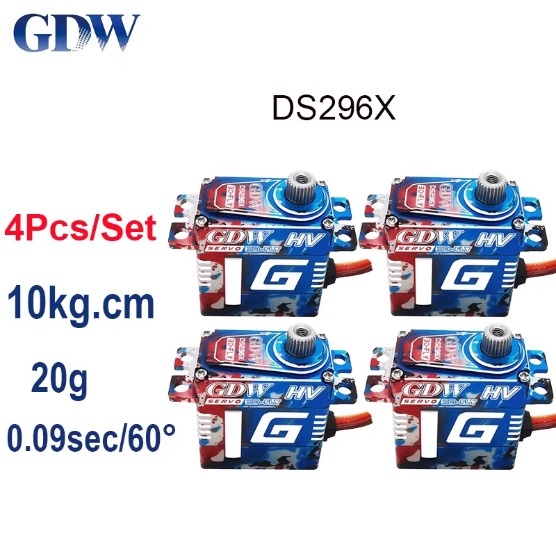 4Pcs GDW DS296X DS298MG 10KG 20G Mini Digital Metal Steel Gear Coreless Servo For 30E Fixed Wing Turbojet Aircraft Glider Plane