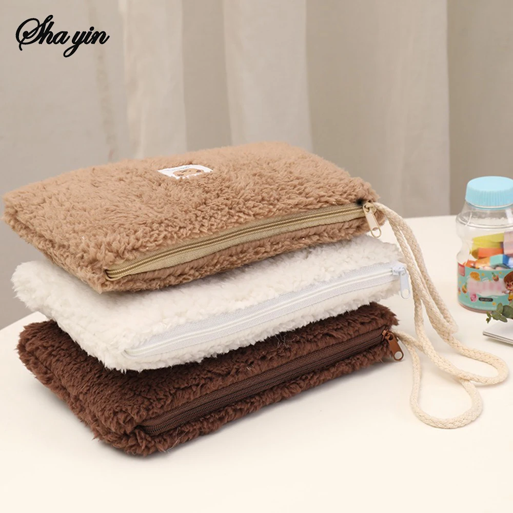 Large Capacity Cute Plush Travel Cosmetic Lipstick Storage Bag Women Makeup Kits Handbags Organizer Wallet Pencil Case Pouch Bag image 5