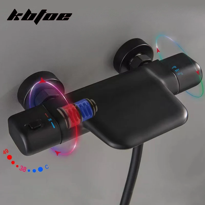 Imagem -04 - Gun Gray Termostática Banheira Torneira do Chuveiro Misturador Cachoeira do Banheiro Conjunto de Latão Handshower Válvula de Mistura de Água Pressurizada