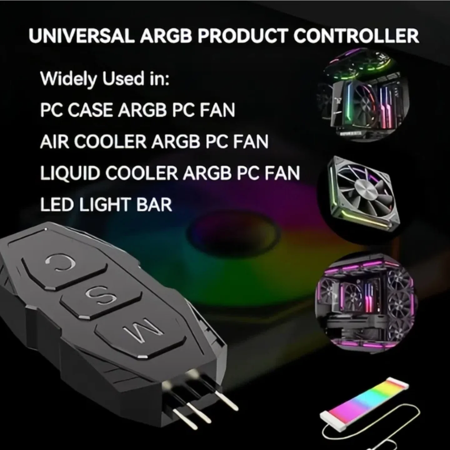 5V 3-pin ARGB light controller, no motherboard required, remote control for one-click switching of light effects, color adjustme