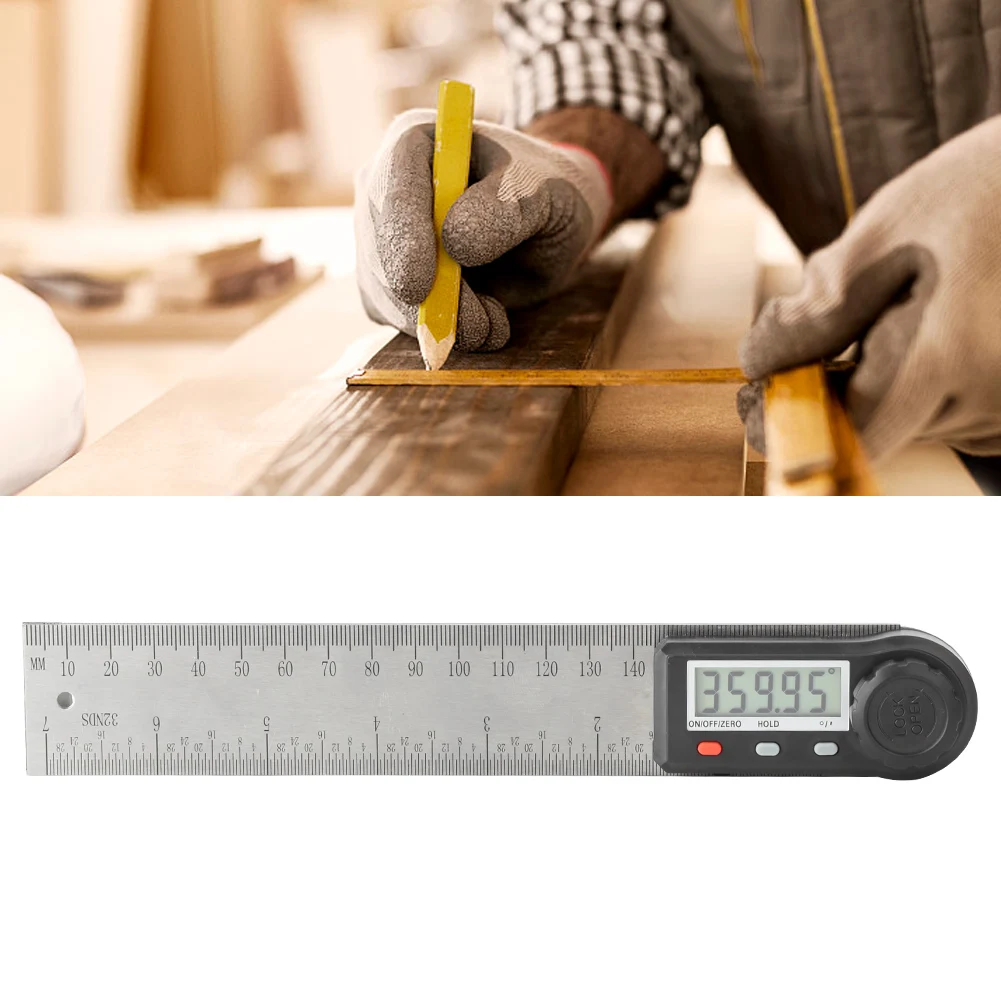 0-360° Angle  2-in 1 Electronic Digital Display Angle Meter 0-360° Woodworking Ruler Multifunction Protractor Angle Meter