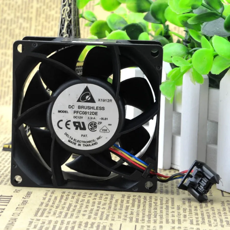 AA + for Delta PFC0812DE 8CM 12V 3.30A 8038 4-wire PWM large air volume violent, booster fan