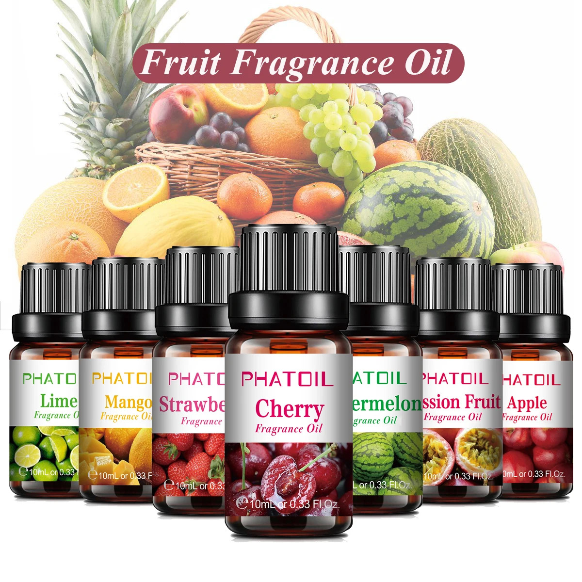 PHATOIL 10ml Fruity Fragrance Oil For Aromatherapy Diffuser Cherry Apple Strawberry Mango Coconut Premium Fragrance Aroma Oils