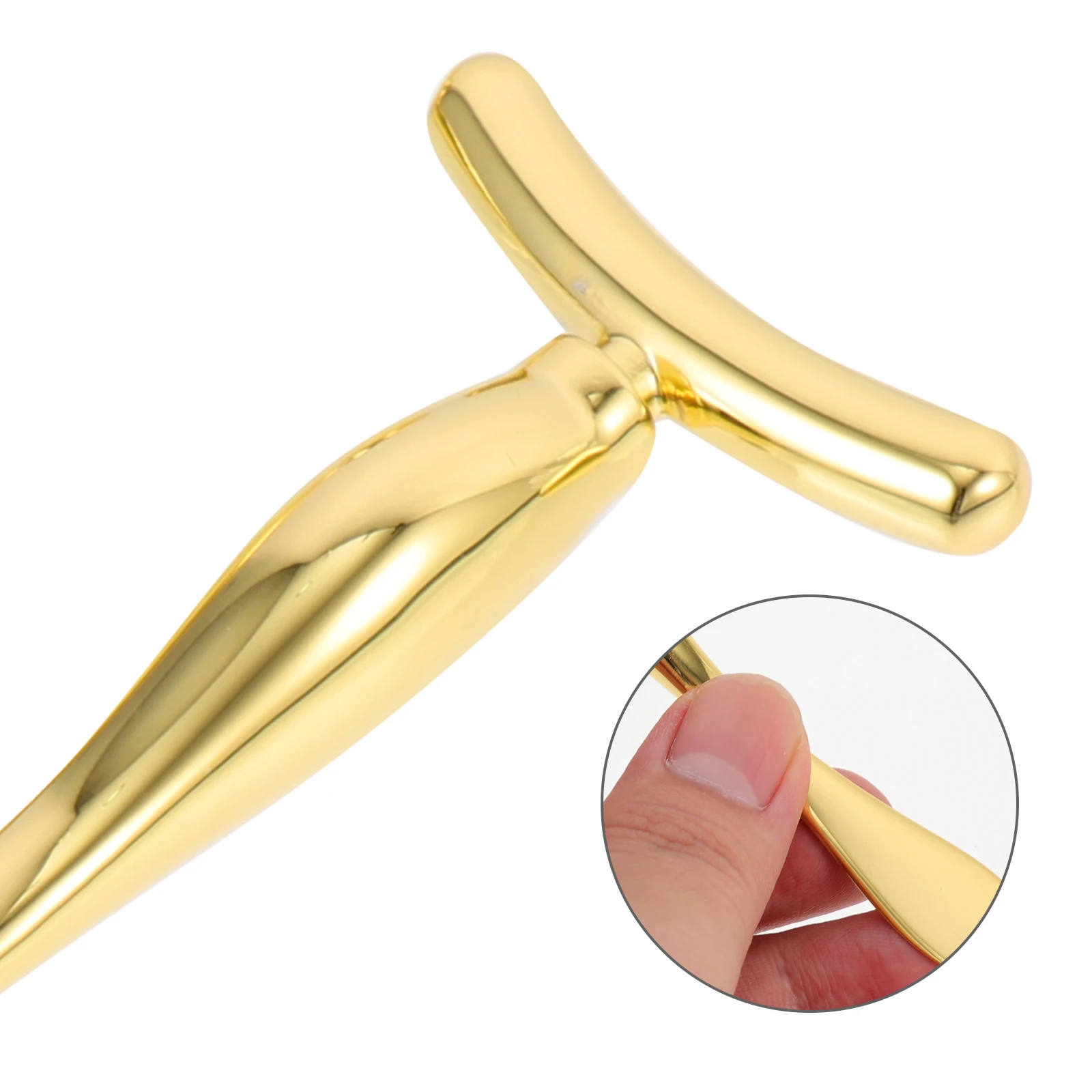 

2Pcs Cream Stick Set Golden T Shape Tools 10cm Scoop Face Sculpting Eye RollerCream Under Eye Wrinkle Remover