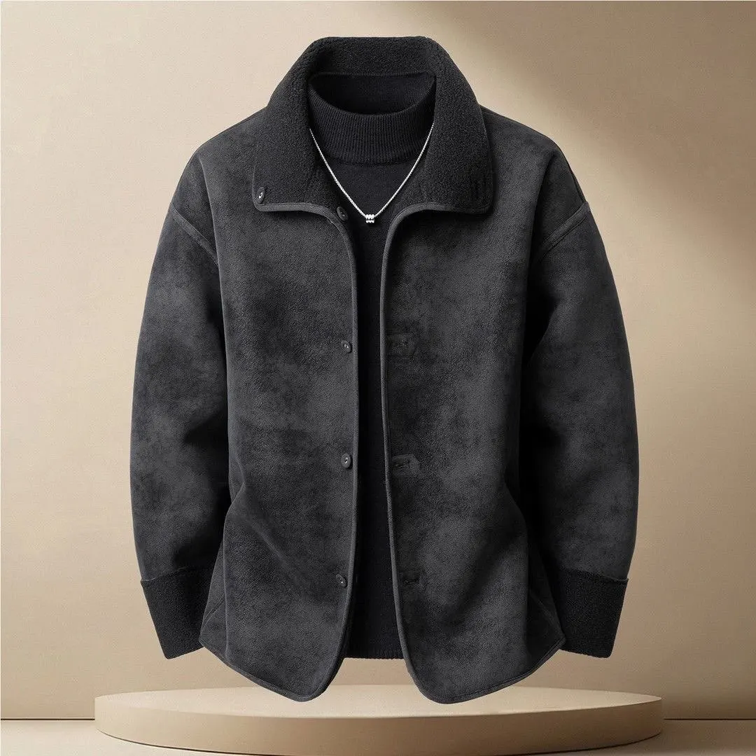 

Korean Sle Faux Fur Collar Jaet Thiened Autumn Winter Men's Outerwear Casual Slimming Sli Polyester Fiber Coat