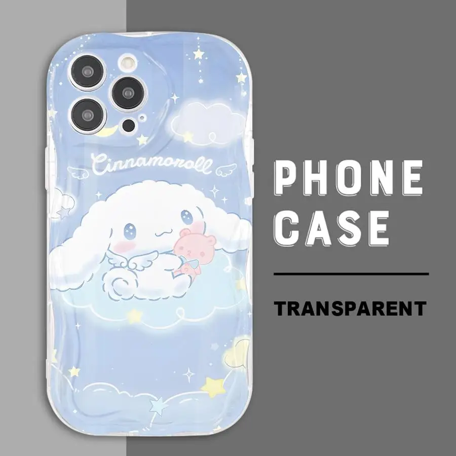 iPhone 16e、11、13、15 Plus、14、XS、X、12 Mini、16 Pro Max用ソフトフォンカバーケース、漫画風シナモロール