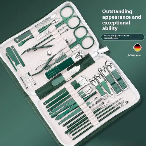 Imagen 2 del producto Juego de cortaúñas de 30 piezas, kit de herramientas de manicura, cortaúñas de acero inoxidable, kit completo de cuidado de uñas
