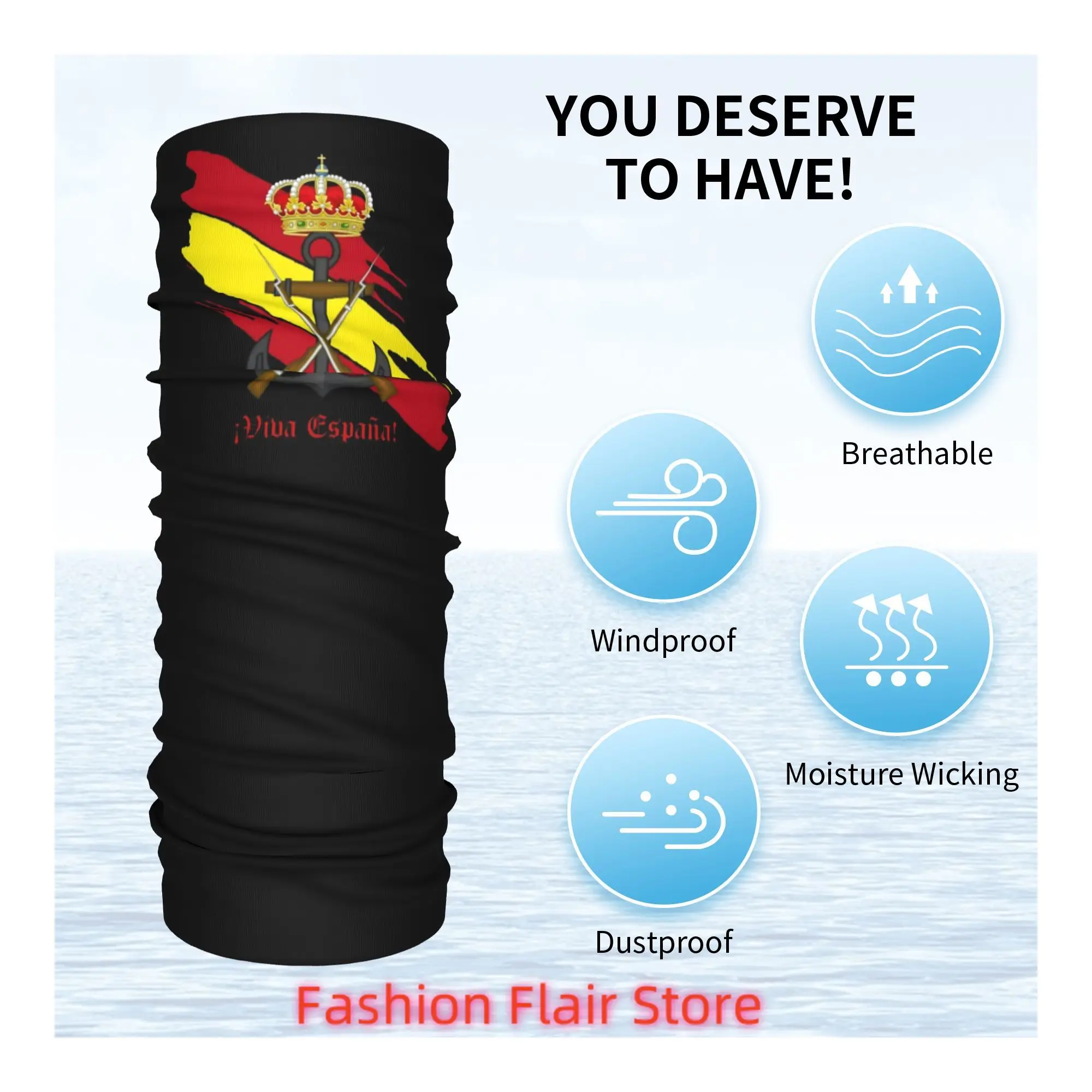 멋진 스페인 군단 스페인 육군 밀리터리 반다나 넥 커버 프린트 페이스 스카프 사이클링 스카프 하이킹 낚시 남성 여성 성인용