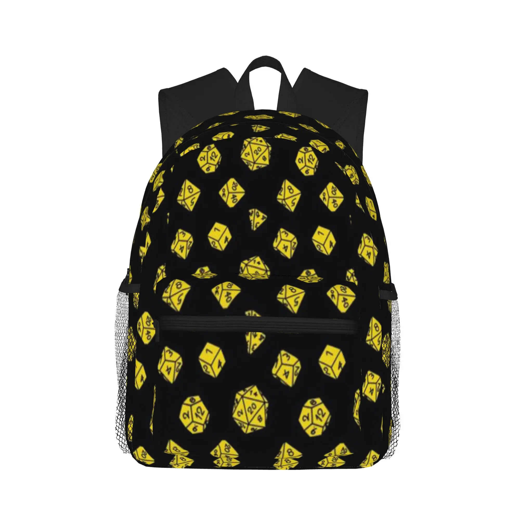

Yellow DND TTRPG Dice Repeating Pattern Casual Backpack for Students and Adults Backpack women