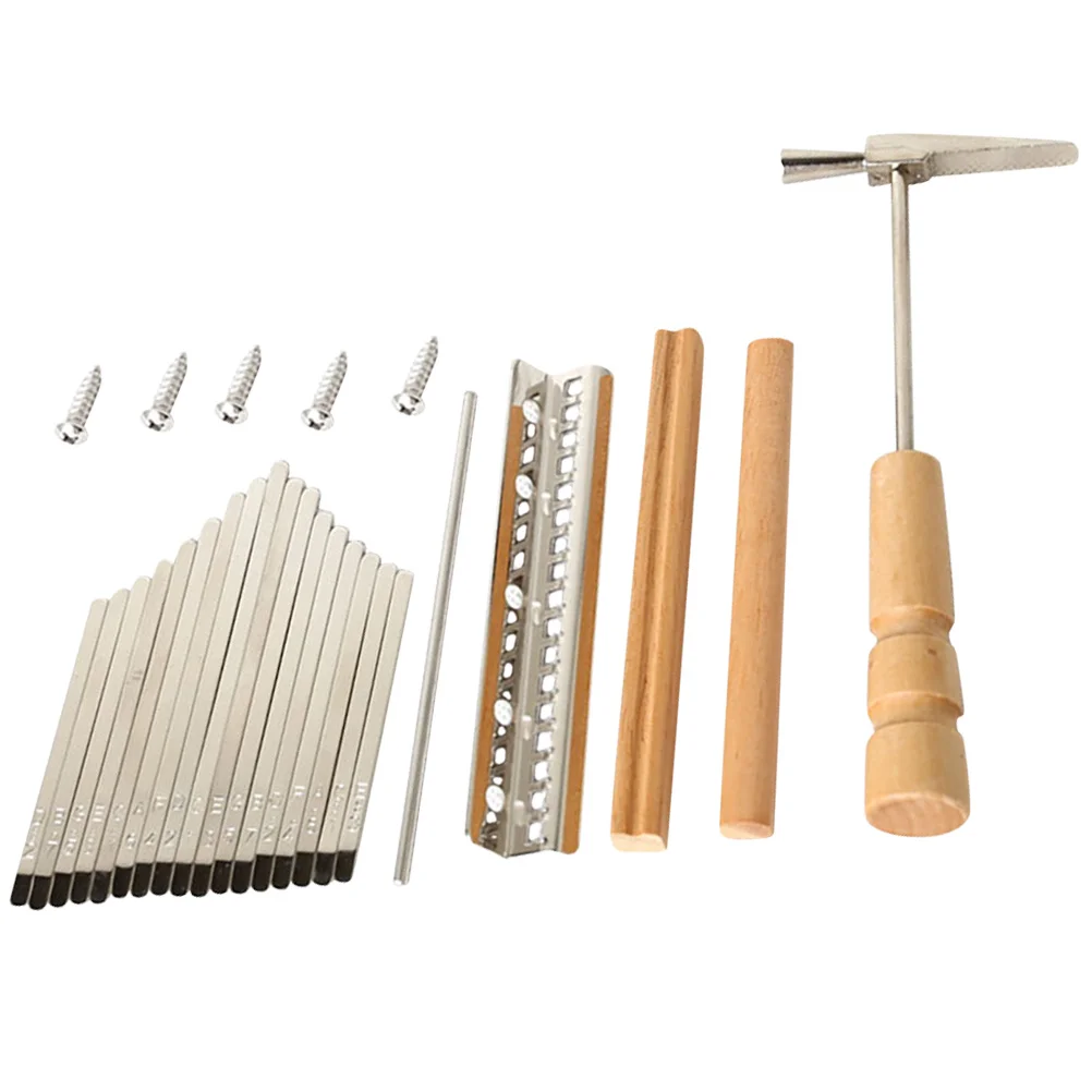 

Kalimba Shrapnel Parts Handmade Kit Thumb Piano Replacement 17 Keys DIY Supplies Accessories Tuning Hammer Component Repairing