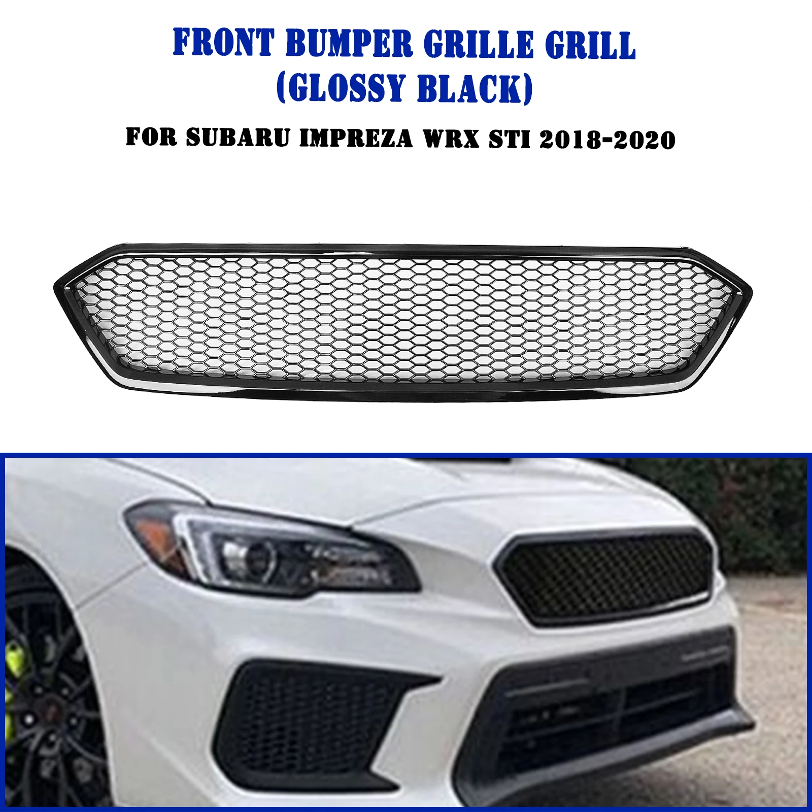 

Front Grille Racing Grill For Subaru Impreza WRX STI 2018-2020 Upper Bumper Hood Mesh Grid