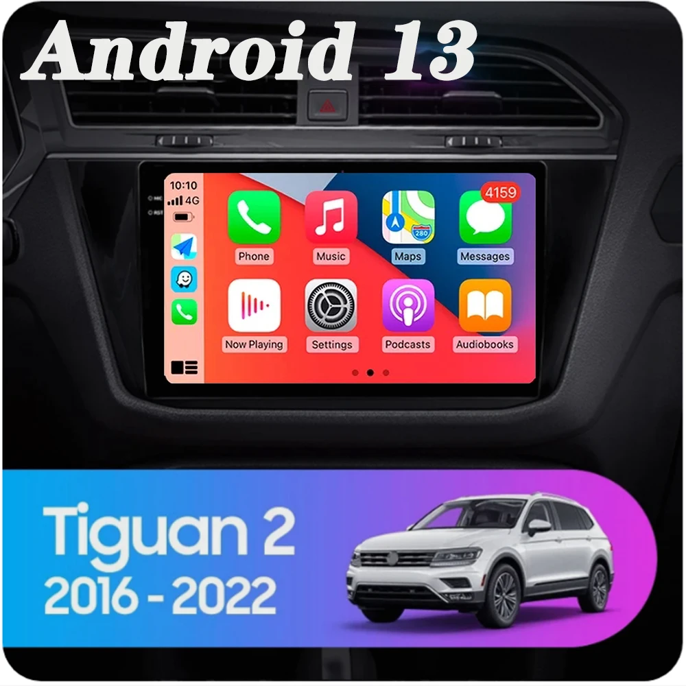 Radio samochodowe Android 14 Carplay dla Volkswagen Tiguan 2 Mk 2016-2022 Nawigacja GPS Odtwarzacz multimedialny stereo BT wifi + 4G Auto 2DIN