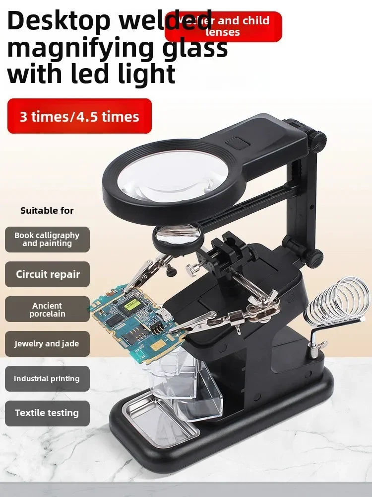 Adjustable Soldering Station with LED Light for Phone Reading, Iron Stand, Mainboard Clamp Repair Table Lamp Tool