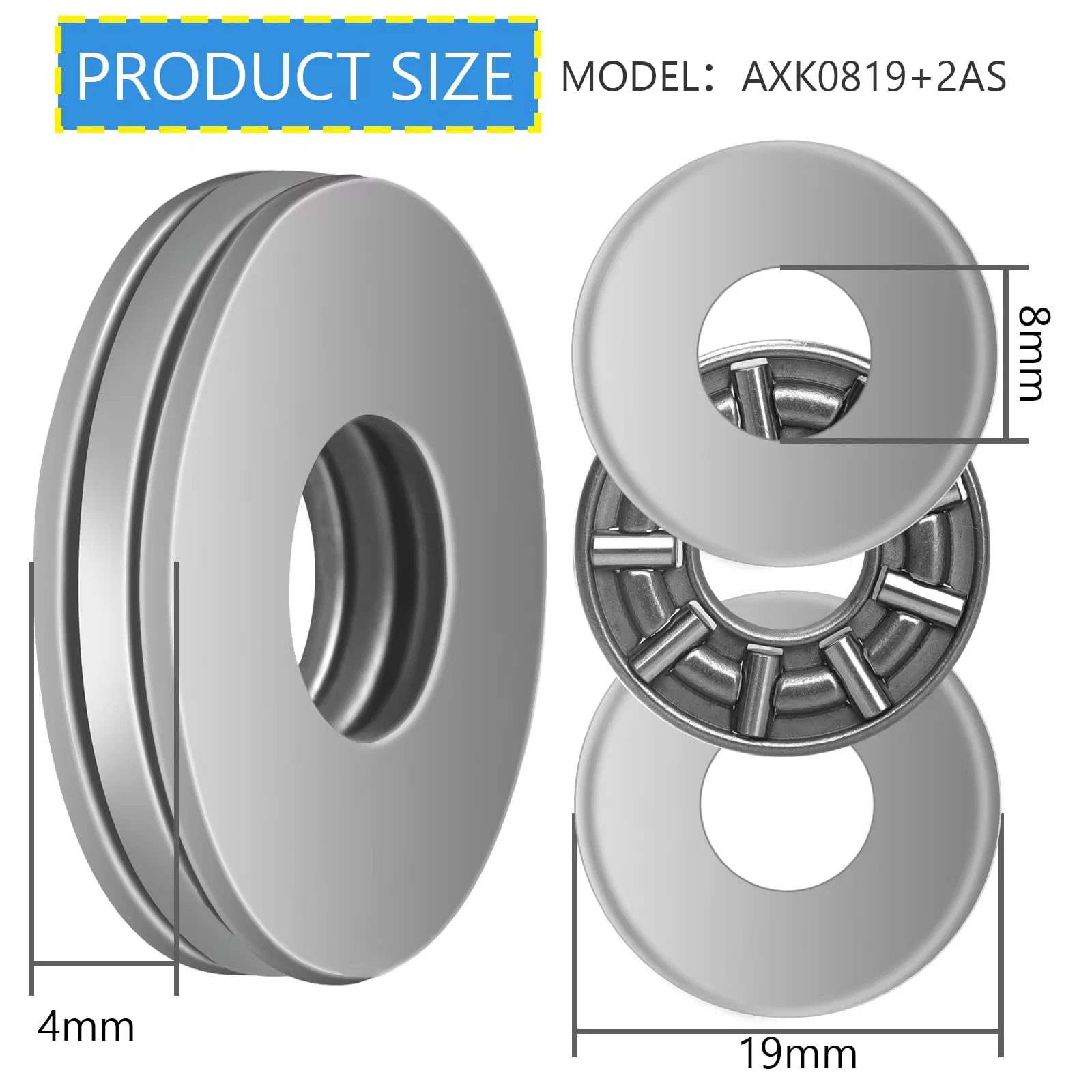 

2set Thrust Needle Bearing Miniature Plane Needle Roller Bearings AXK0619/0819/0821/1024/1528/1730/0414/0515/1226/2035/2542+2AS