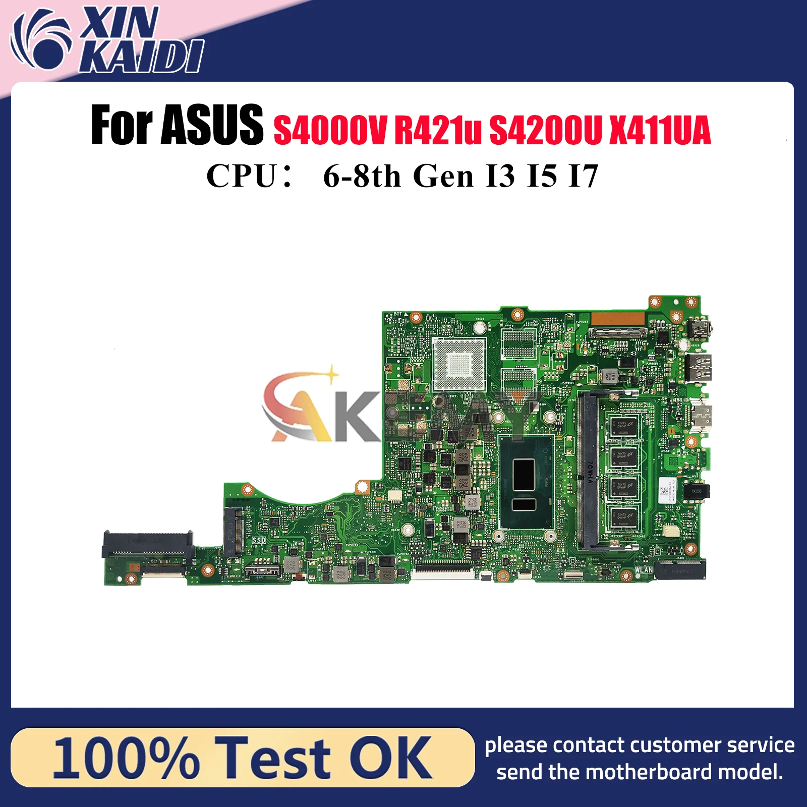 

X411UA Laptop Motherboard For ASUS X411UQ r421u X411UV X411UN X411U X411UA X411UNV X411UF S4000V S4200U Mainboard I3 I5 I7 CPU