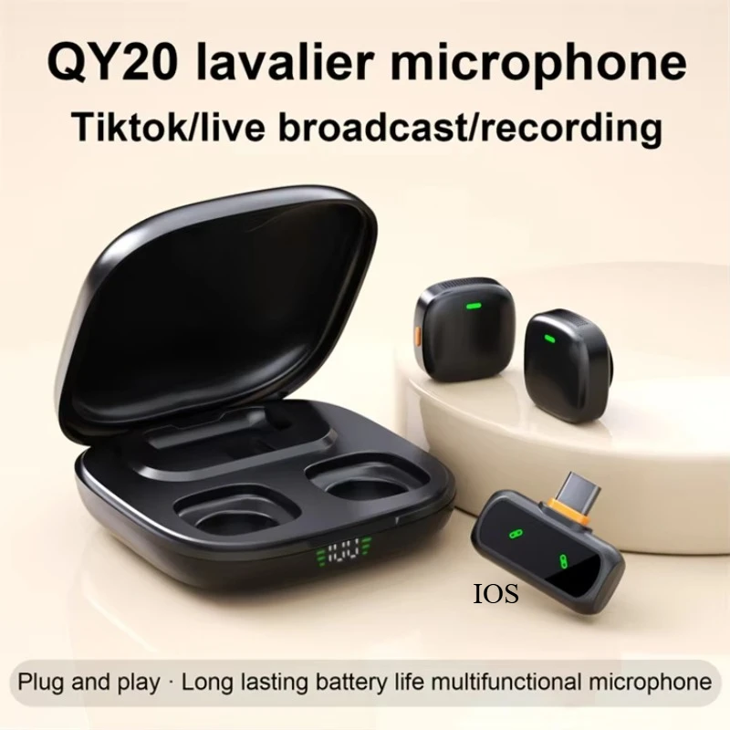

Wireless Lavalier Microphone With Charging case Lapel Microphones Set Video Recording Mini Mic For Phone Android Live Broadcast
