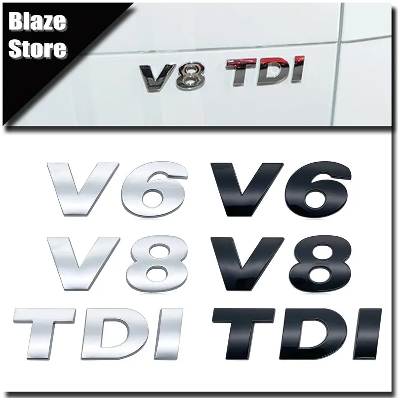 

ABS Car Sticker V6 V8 TDI Emblem Decal Rear Tailgate Silver/Black Badge For VW Touareg Accessories