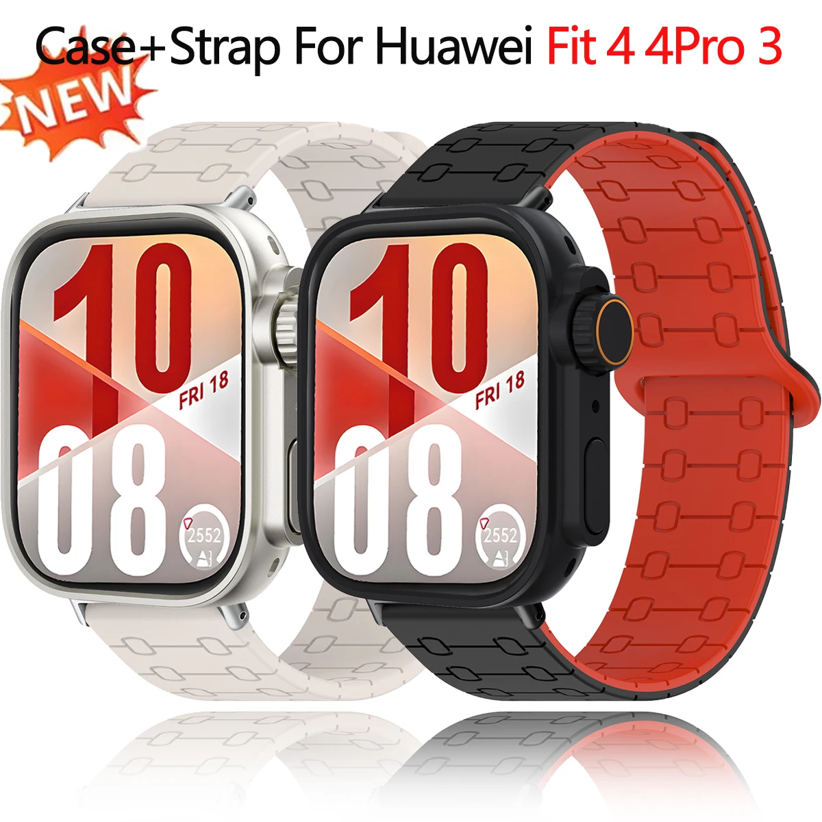 Hülle+Armband für Huawei Watch Fit 4pro 4 3 Verwandelbar in Ultra Cover Stoßfänger Magnetisches Sportarmband für Huawei Fit 4 Kratzfeste Schutzhülle