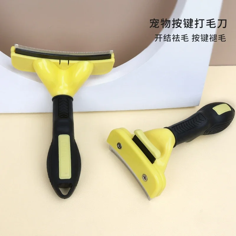 Pet comb, pet hair knife, one-click fading and thinning to remove floating hair, dog comb, cat curved hair knife.