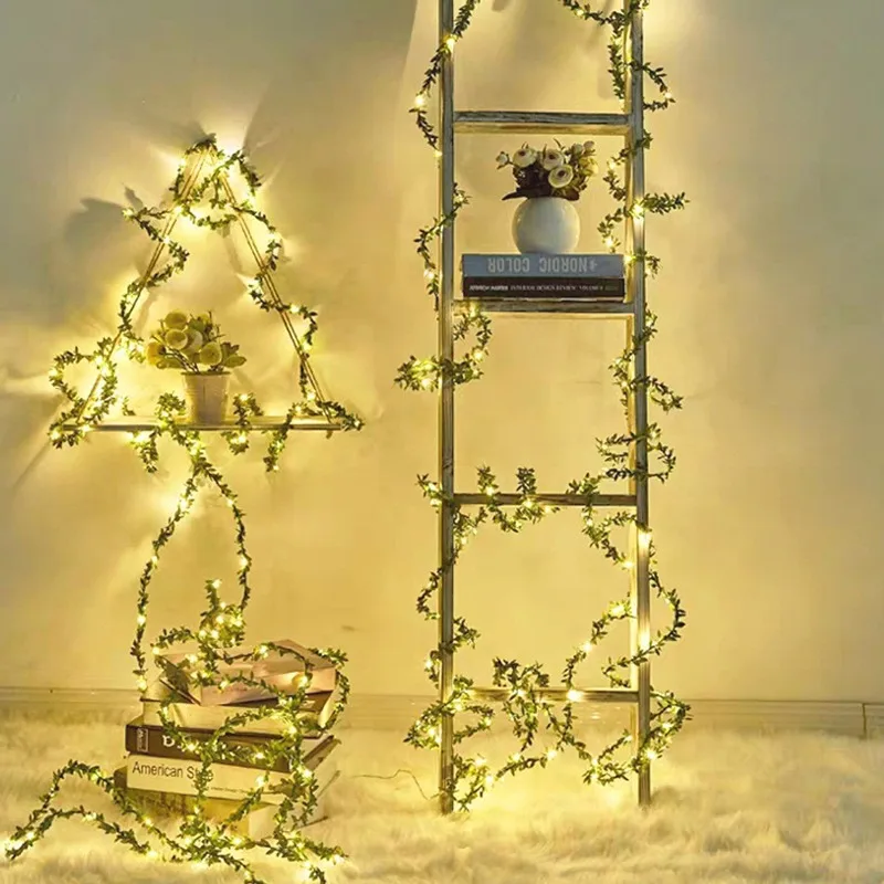 

Battery Operated - Artificial Green Leaf Flower String Lights Wedding Garland Fairy Home Party Hanging Decoration