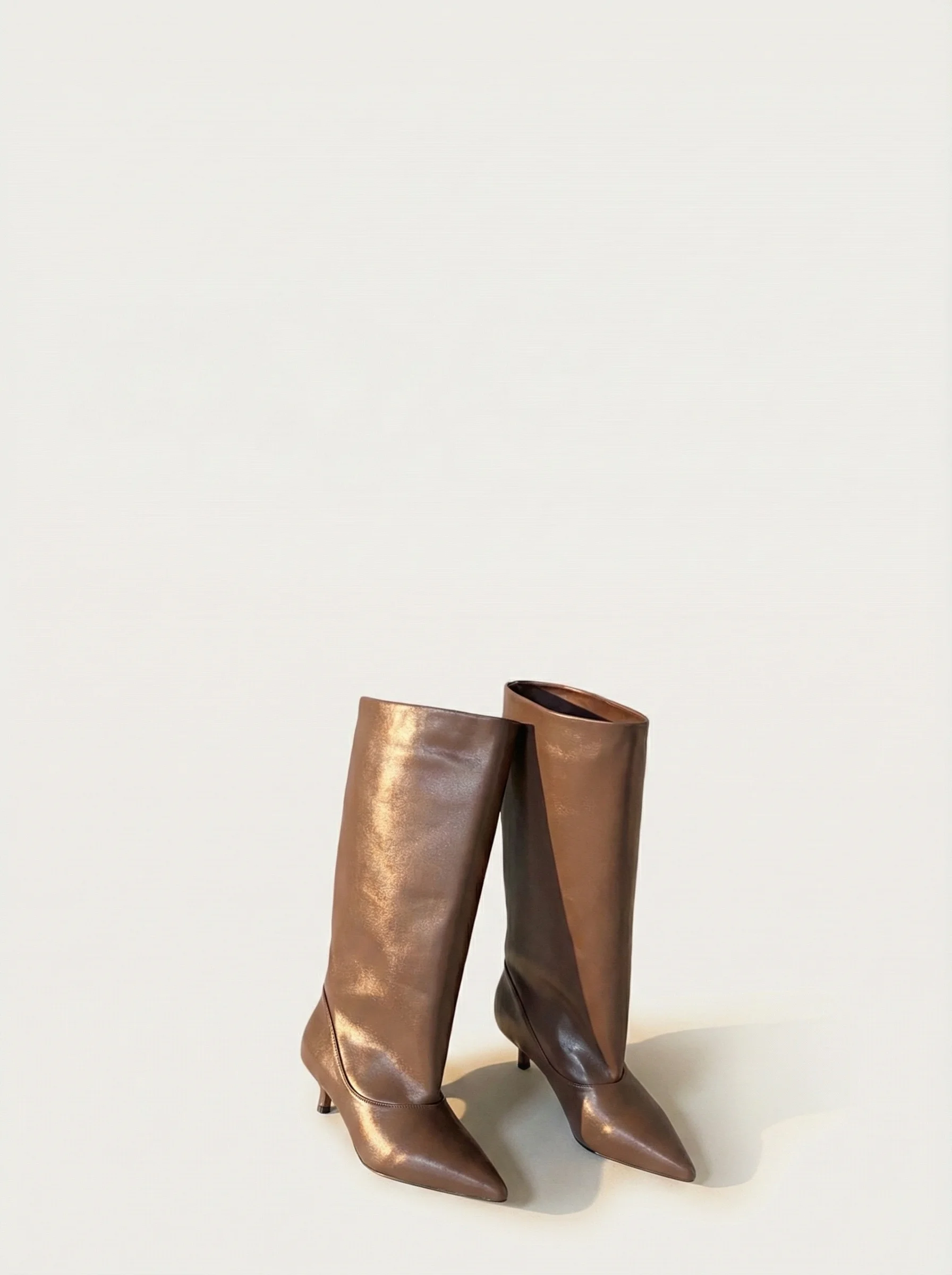 

New ladies' pointed mid boots for autumn and winter, handmade cowhide shoes, versatile, high-end and fashionable