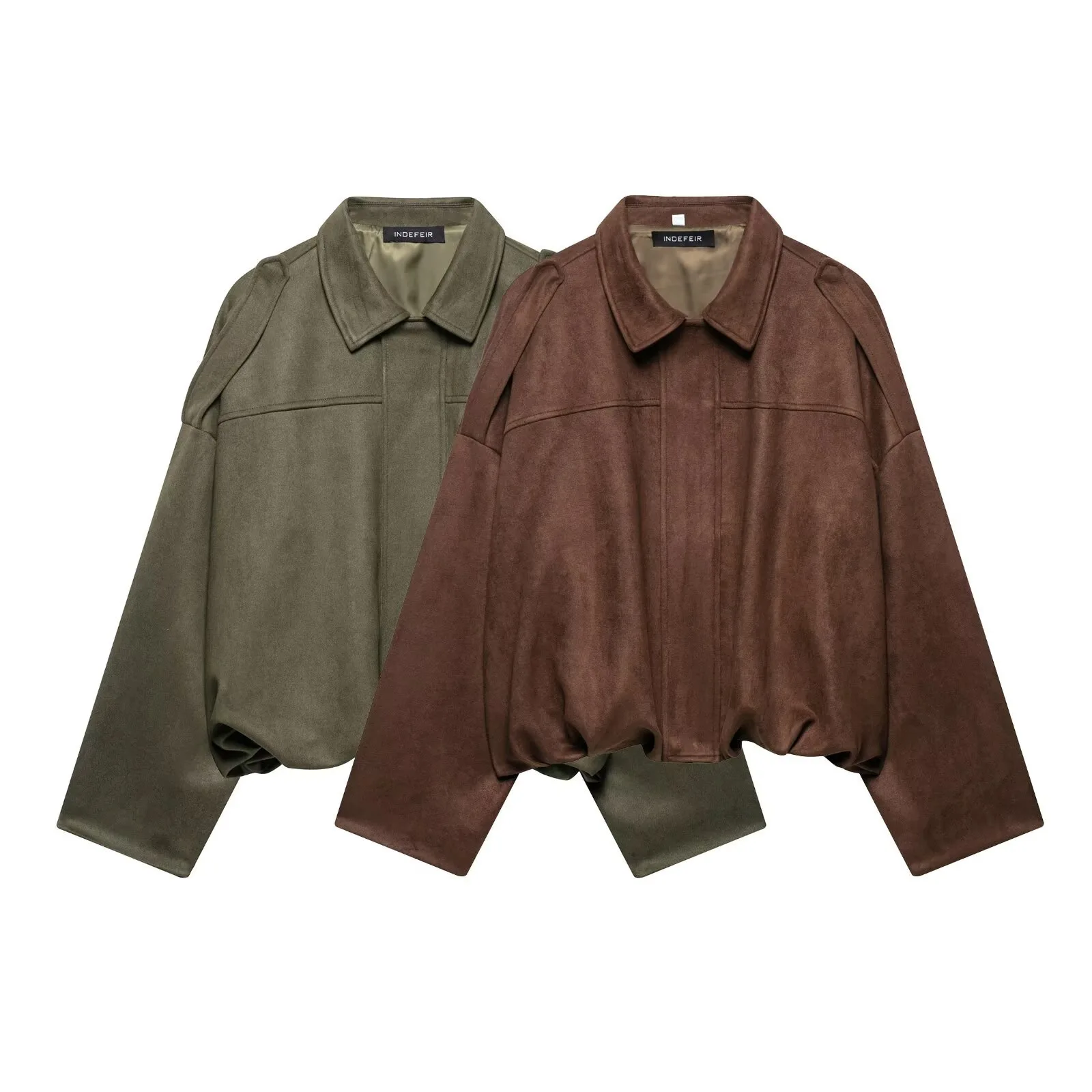 

2025 Autumn Winter New Fashion Suede Texture Women Pilot Jacket Simple Solid Color Female Casual Loose Coat