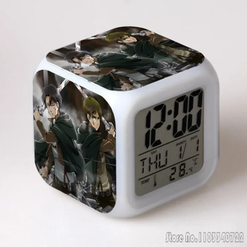 Anime De gigantische aanval van coole cartoonwekker Creatieve student 8x8x8cm LED-kubus Kleurrijk lichtweergave Tijd Week Maand