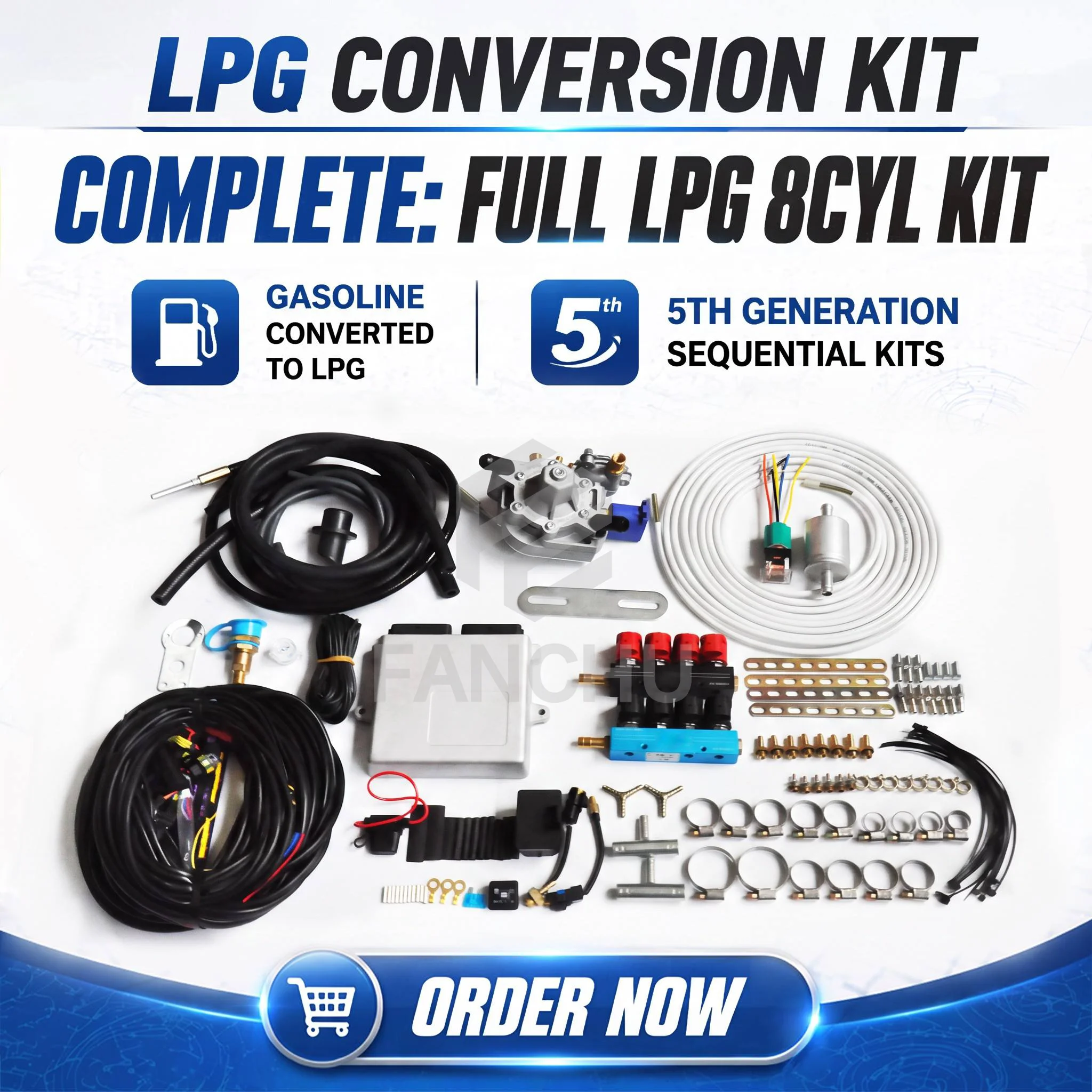 LPG Conversion Kit for Cars GLP Sequential Injection 8 Cylinder Autogas lpg Dual Fuel Conversion Equipment Kit