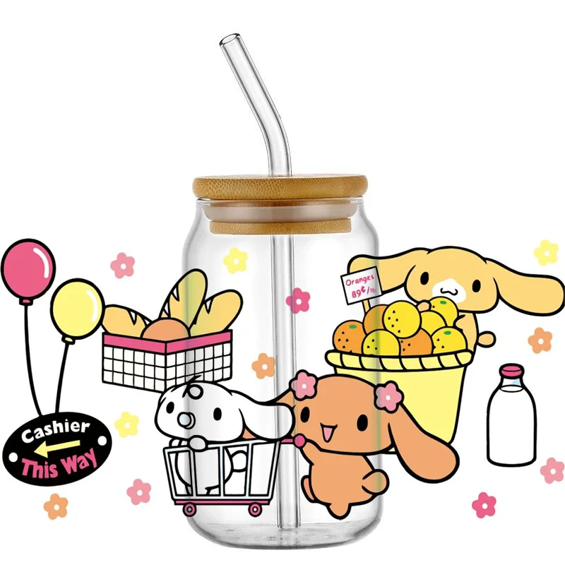 3D UV DTF   Cartoon Cinnamoroll UV DTF Transfer Waterproof  Sticker  For 16oz Glass Libbey Can Bottle