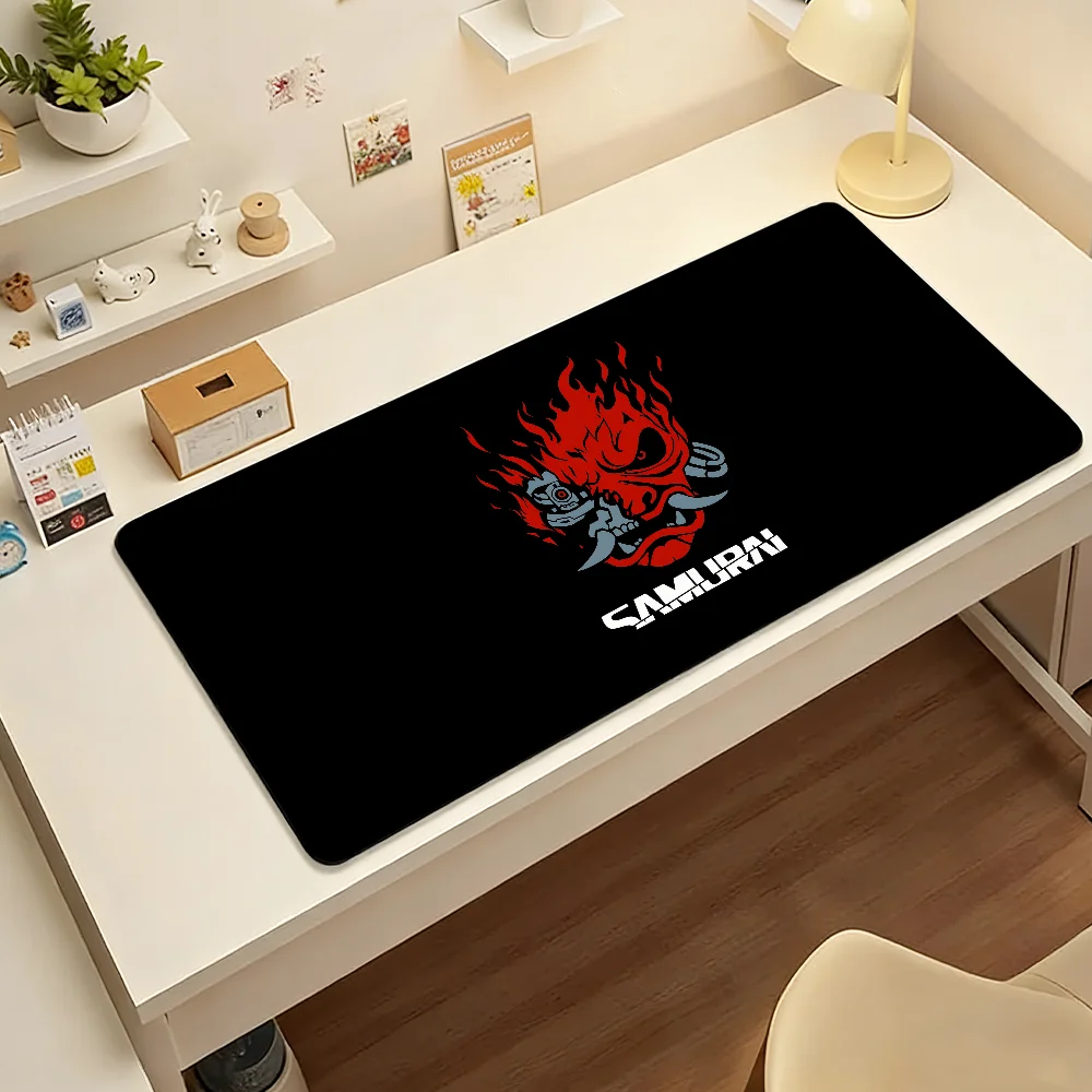 Art S-Samurai C-Cyber-punk-S Mouse Pad Large Non-Slip Waterproof Mat Stitched Edge Keyboard Pad for Gaming Daily Office