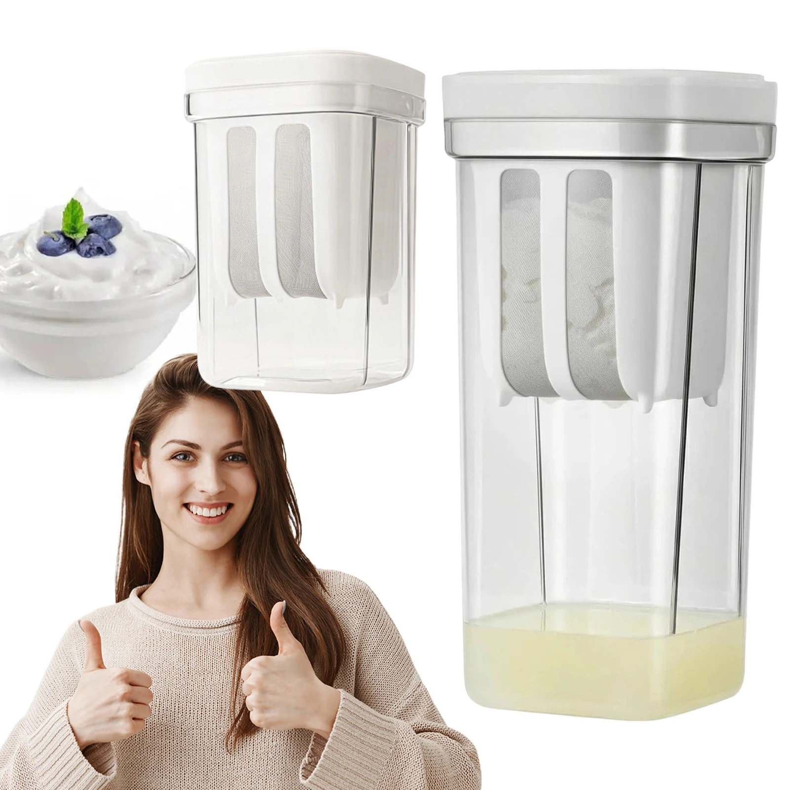 Yogurt Strainer with Lid Yoghurt Maker Fine Filter Strainer Reusable Yoghurt Filter for Whey Separation Soybean Milk Fruit Juice