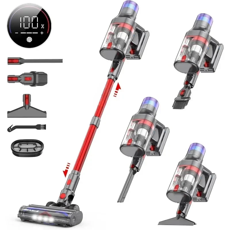 

Cordless Vacuum Cleaner Self-Standing Stick Vacuum Touch Screen Double Anti-Tangle Wireless Handheld