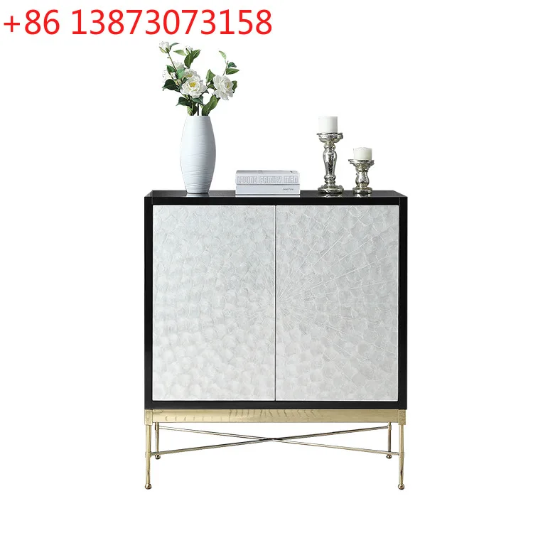 After entering the house, modern solid wood black paint shell ultra-thin shoe cabinet light luxury door cabinet furniture