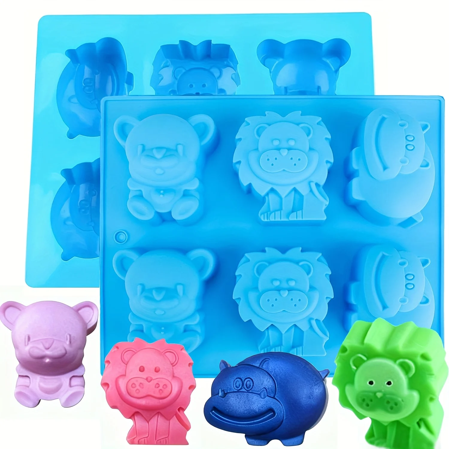 Moldes de sabão de silicone para animais de diferentes formatos, grande fabricação de animais de silicone 3D, sabonete de argila DIY, presentes de festival