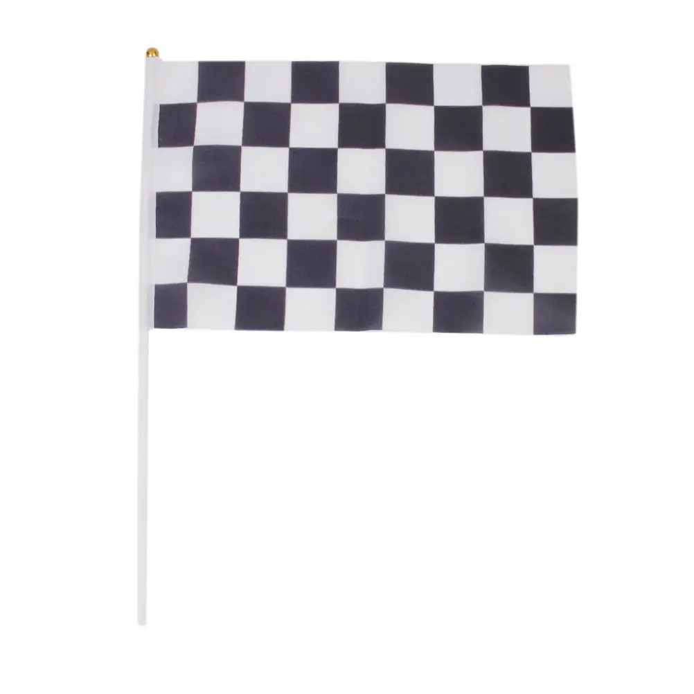 12Pcs Black White Chequered Banner Flags 30x20cm Easy Assemble Racing Waving Flags for Car Football Fans Parties Sporting Events