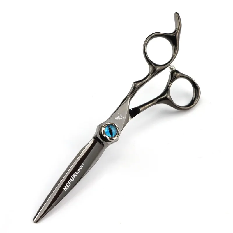 NEPURLson JP440C 6.0-inch black Devil's Eye screw hair scissors Handcrafted with high-end steel sharp beauty  right hand