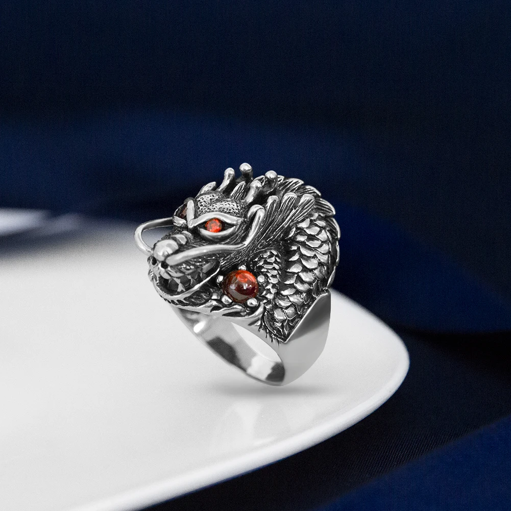  YYSuniee Solid 925 Sterling Silver Dragon Rings Vintage for Men Thai Silver Biker Ring Men Women Jewelry - view 3