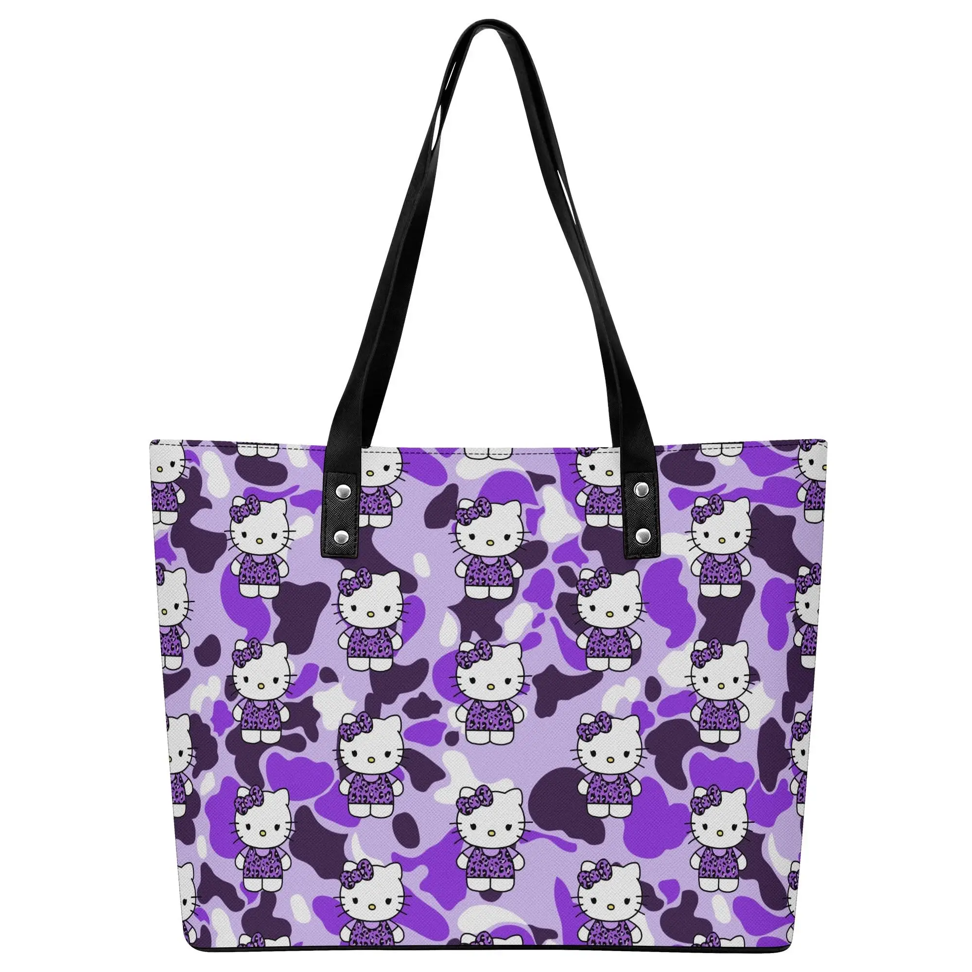 

Hello Kitty Large Capacity Handbag Travel Shopping Custom Cloud Camos Camo Camouflage Shoulder Bag Leather