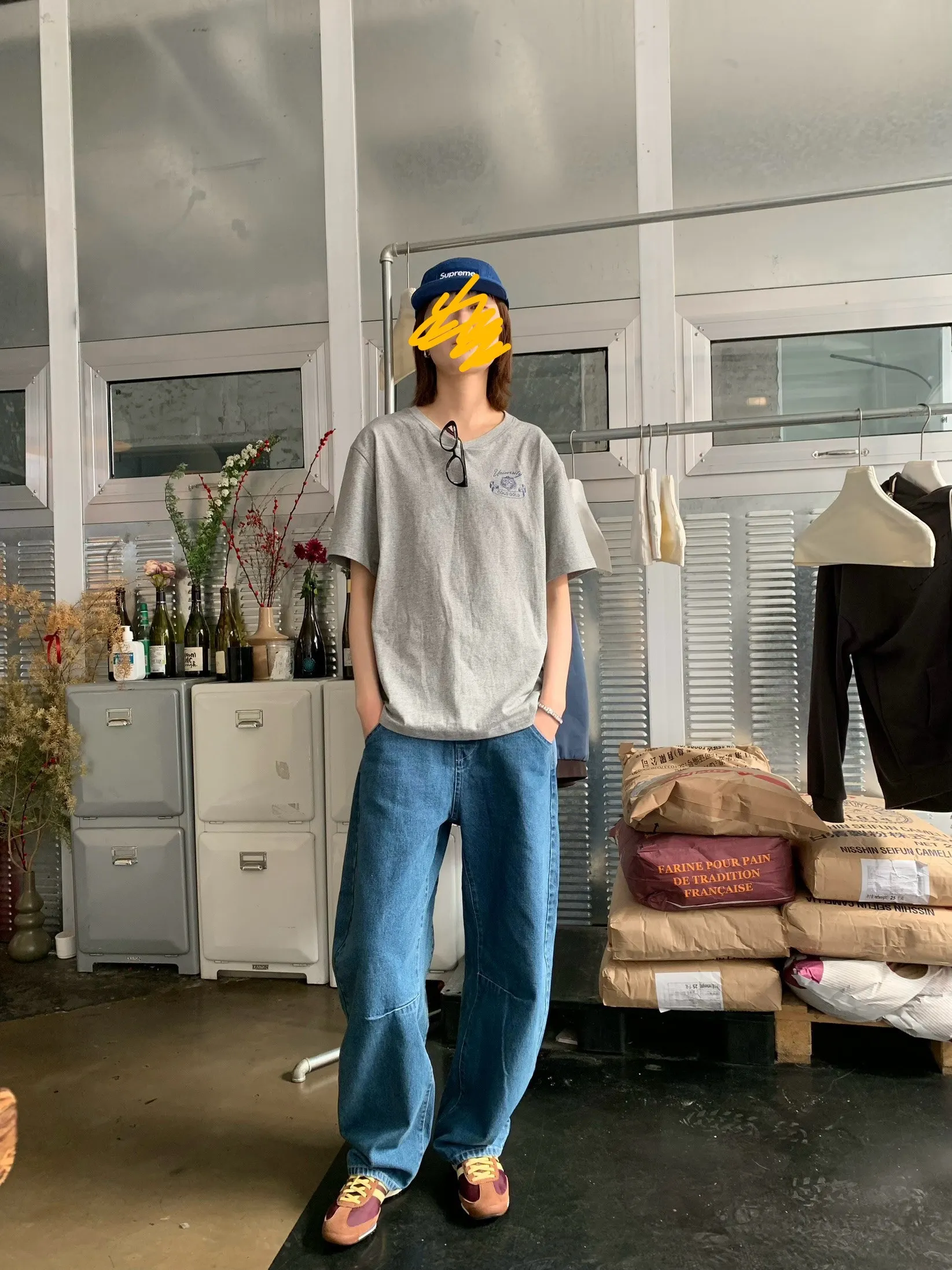 

Холодно-золотые женские широкие джинсы с вышивкой «Бананы», брюки со средней высокой талией, повседневные джинсовые брюки синего цвета для поездок на работу