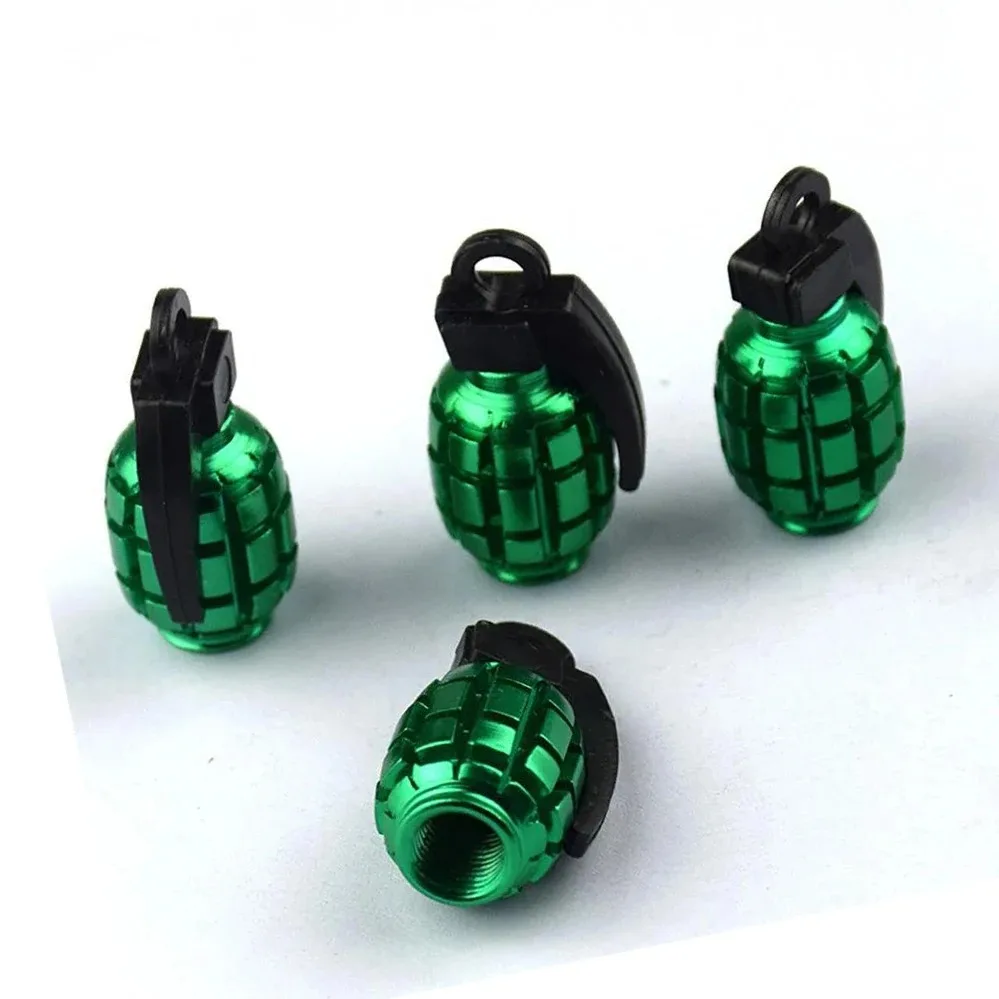 

One Set (4pcs) UTV ATV Green Grenades Metal Car Truck Wheel Tire Air Valve Tire Valve Stem Caps