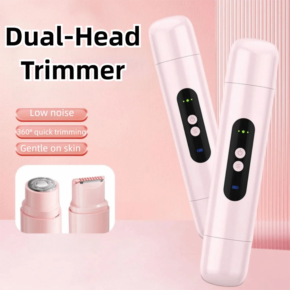 

2 in 1 Bikini Trimmer for Women Hair Removal Waterproof Electric Razor Rechargeable Dual Head Shaver Underarm Body Leg Face