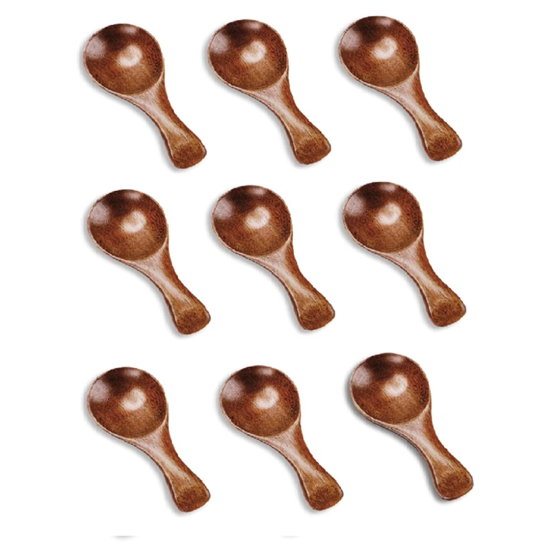 9PCS Small Wooden Spoons, 3.2 Inch Small Wooden Spoons For Jars Brown Mini Wood Teaspoons For Serving Ice Cream Honey