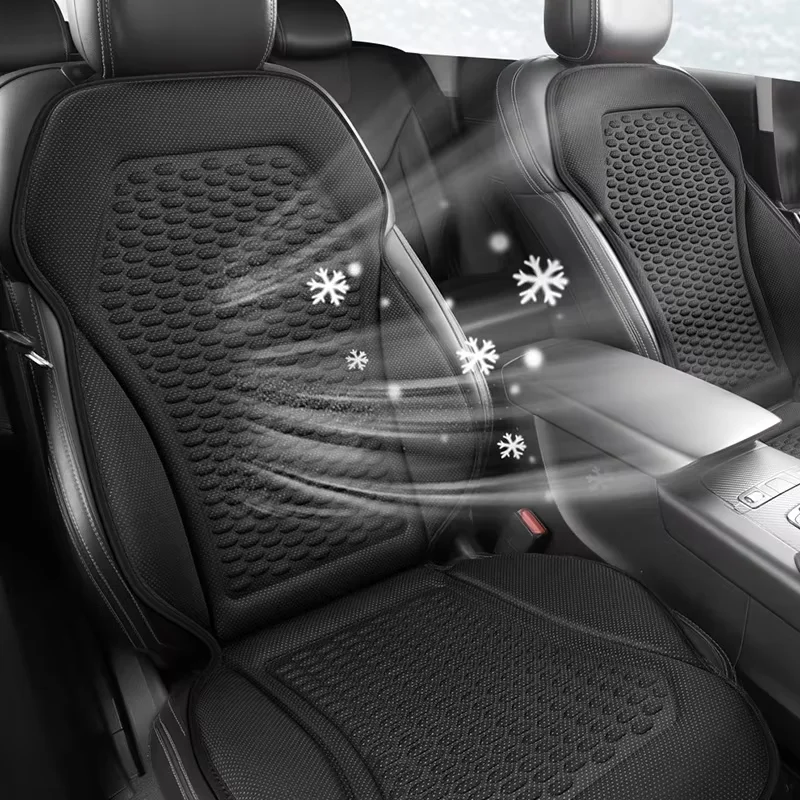 1PC Integrated Car Seat Cushion  Breathable Cooling Summer Car Seat Covers, Ice Silk Front Pads, Easy No-strap Install