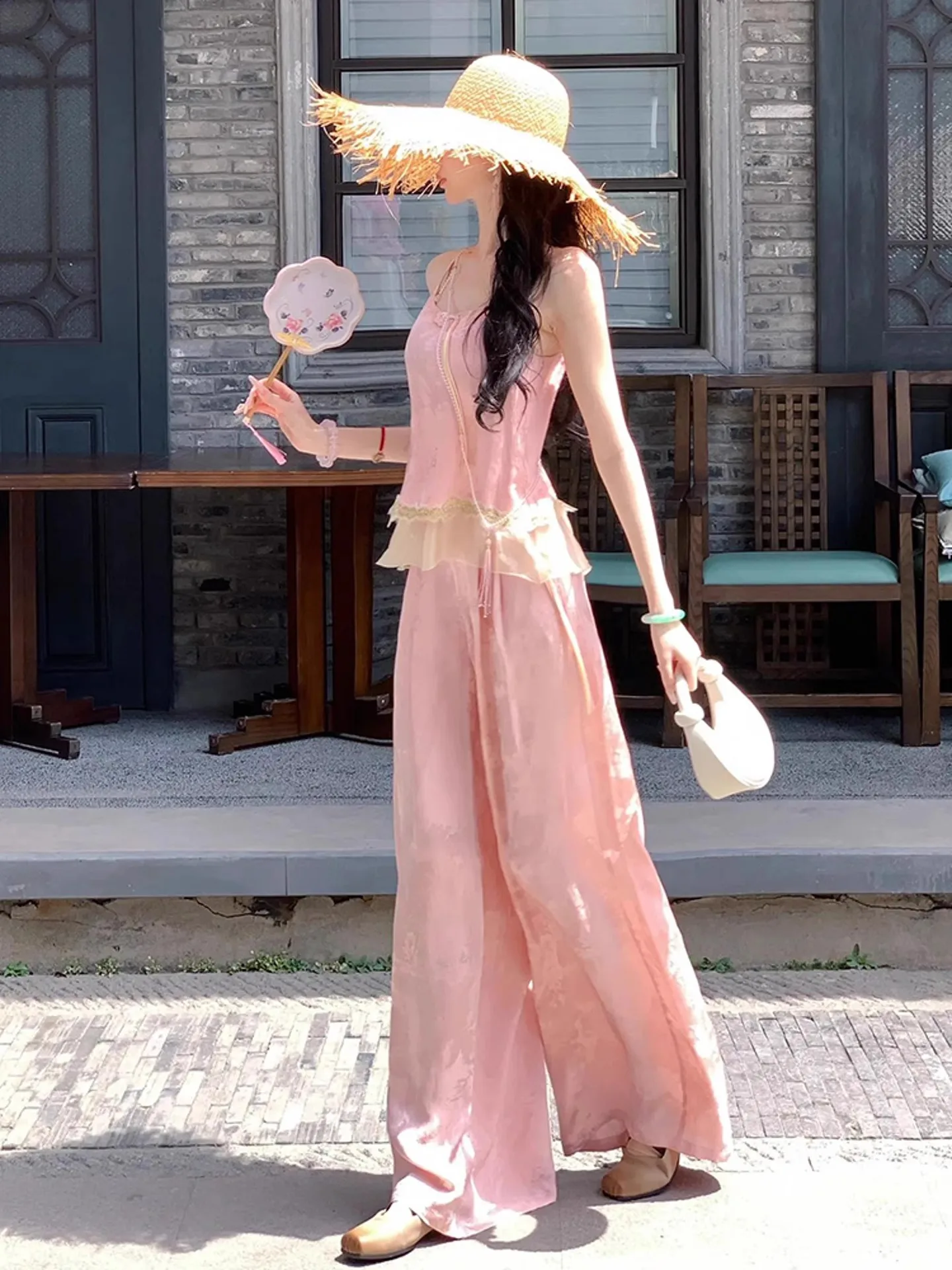 Summer Faion Hochwertiges zweiteiliges Set in Ele Pink, neuer chinesischer Sle Godd Look Rich Miss Matched-Anzug für Damen