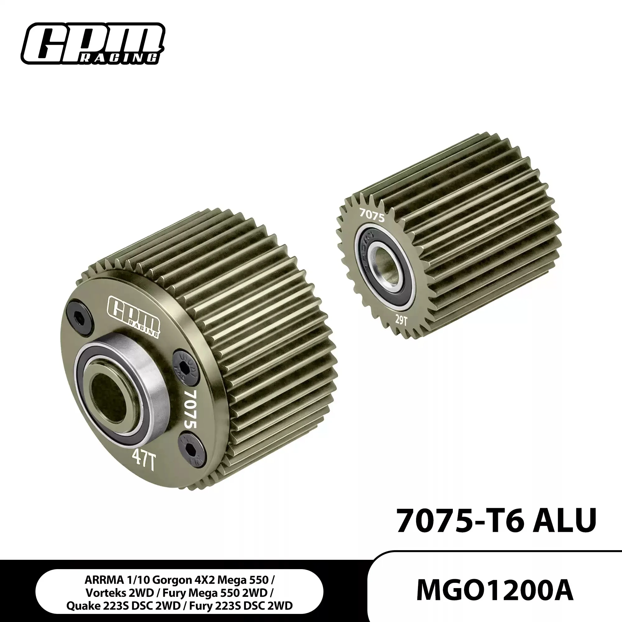 ARRMA 1/10 Magic Snake Differential Gears (47/29T/0.8M) with 7075 Aluminum Alloy Differential Box