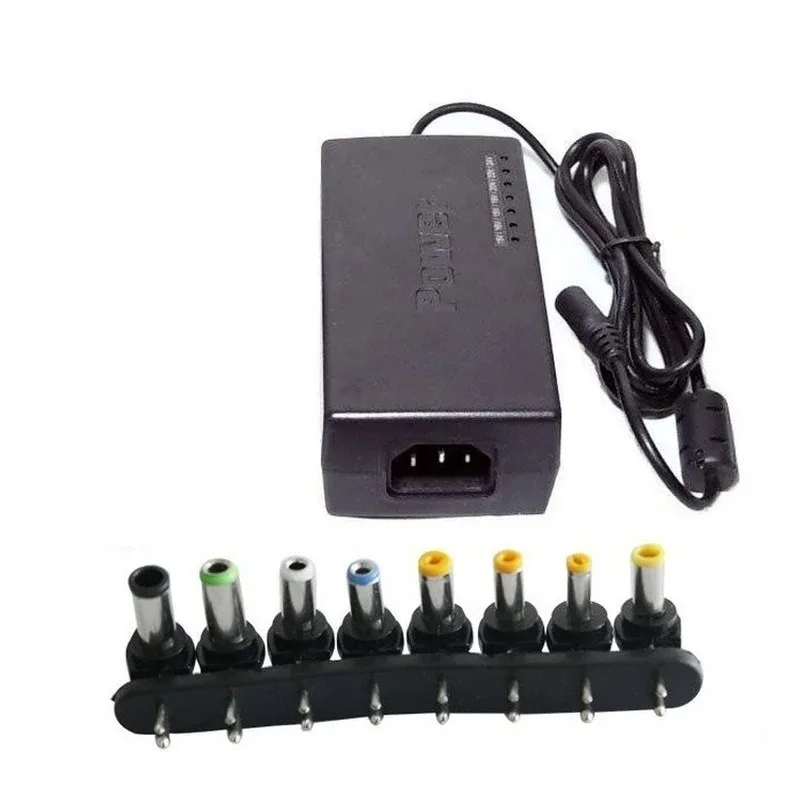 Adaptador de alimentação universal para laptops e notebooks, carregador portátil ajustável, cabos de alimentação, 96W, 12V, 8 cabeças