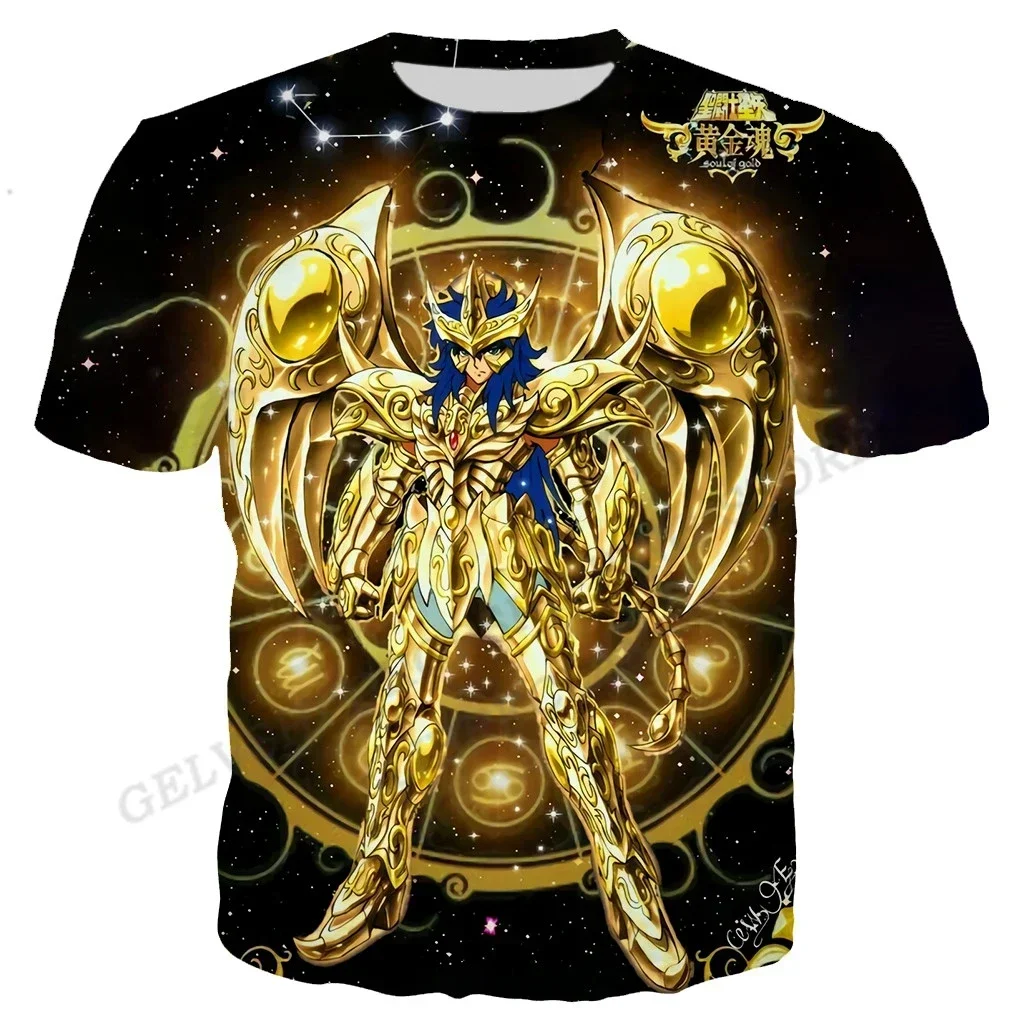 

Manga Saint Seiya 3D Printed T-shirt, Summer T-shirt, Round-neck Streetwear, Short Sleeves, Casual